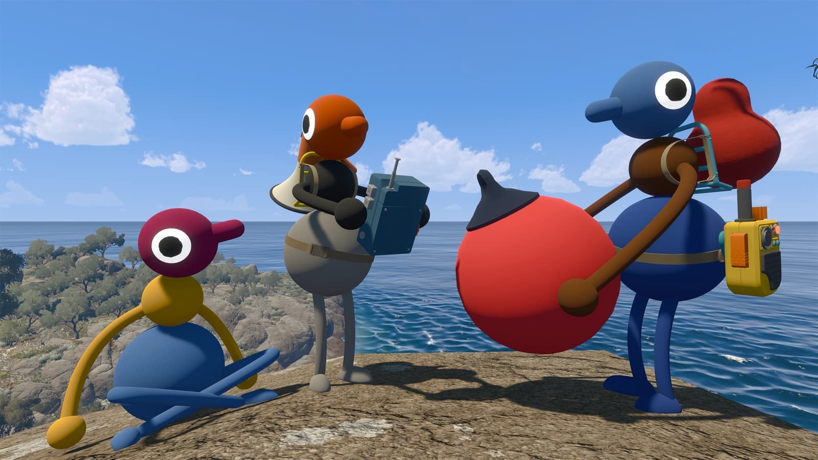 Big Walk characters looking over the island